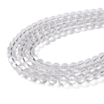 Risyfjew 50PCS 8mm Natural Clear Quartz Beads Gemstone Round Loose Beads for Jewelry Making Chakra Crystal Stone Beads for Bracelets Necklace Earrings Making Supplies (50pcs/Strand)