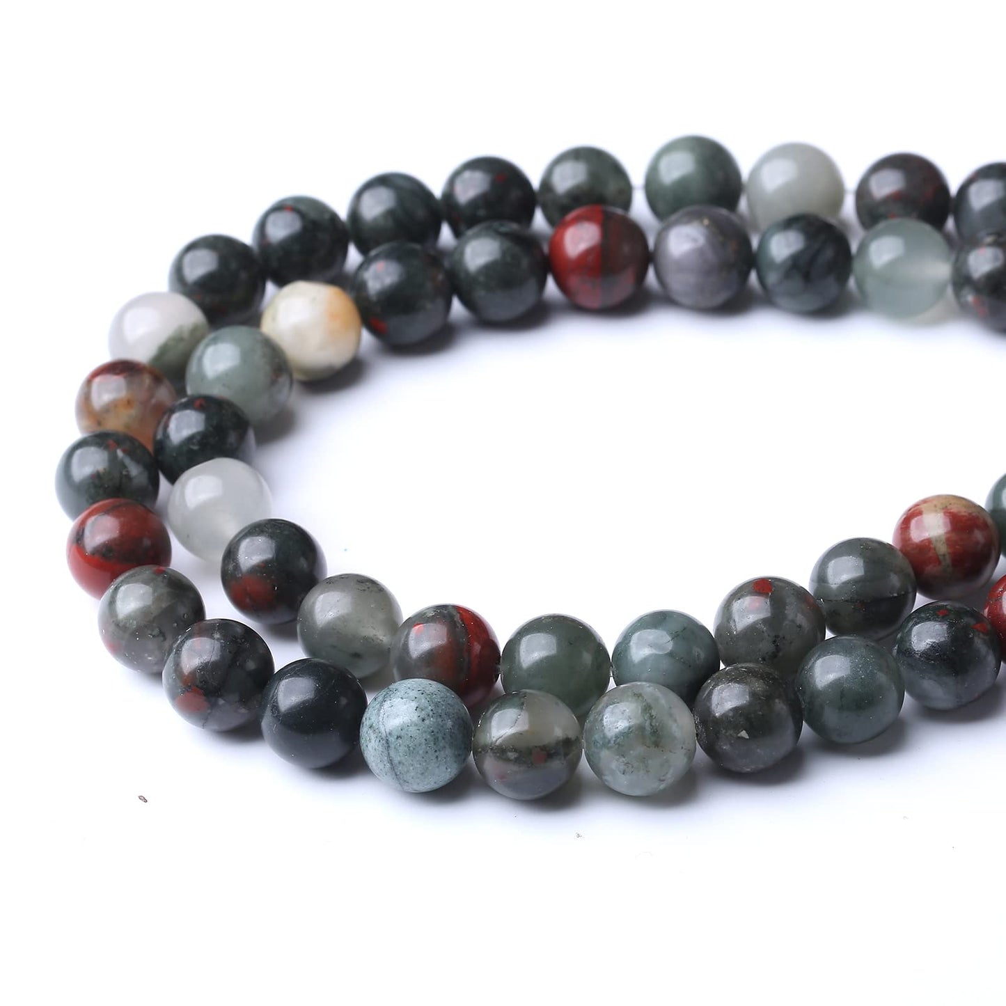 45PCS 8MM Natural African Bloodstone Stone Beads Energy Healing Beads for DIY Jewelry Bracelet Necklace Making for Jewelry Making15Inch
