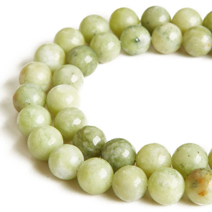 35pcs 10mm Chinese Jade Beads Natural Gemstone Beads Round Loose Beads for Jewelry Making