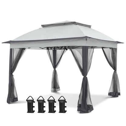 COOS BAY 11x11 Pop Up Gazebo with Mesh Netting, Instant Outdoor Canopy Tent, Water Resistant Shelter with UPF 50+ UV Protection, 121 Sq Ft Coverage, Gray