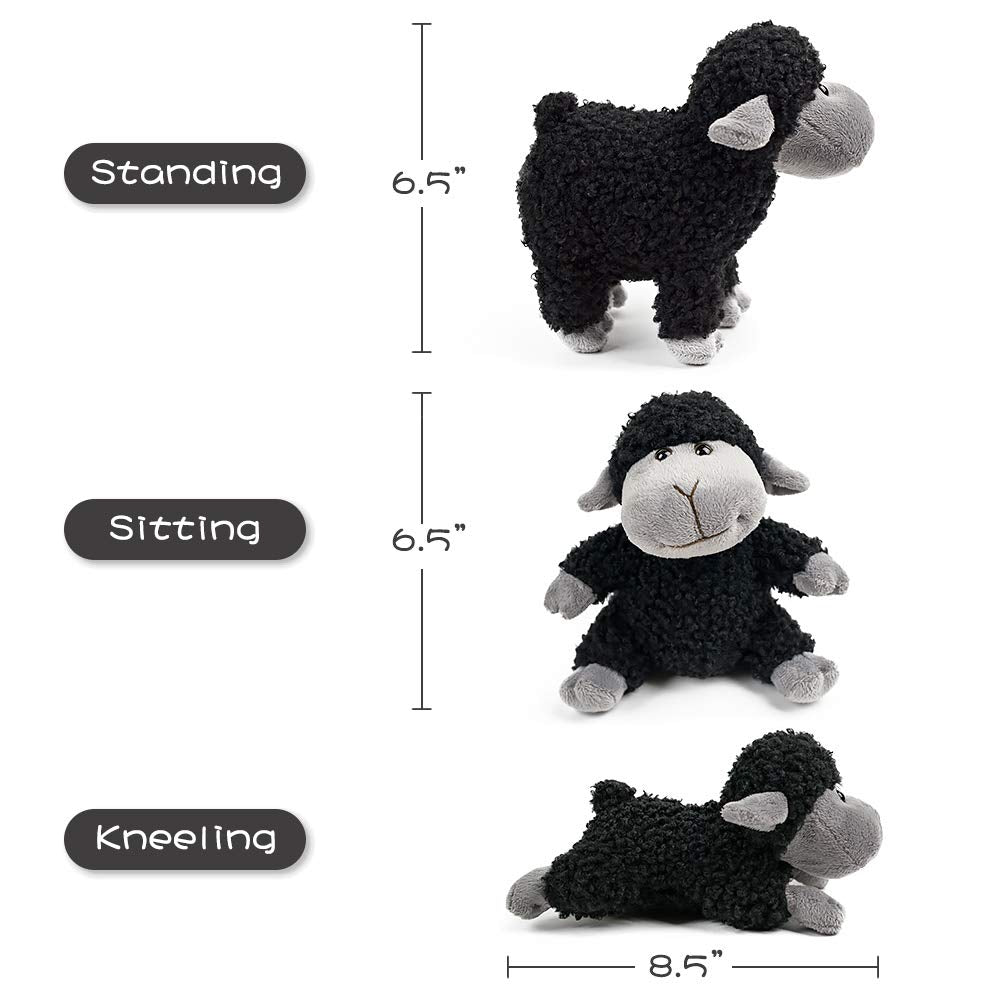 FRANKIEZHOU Sheep Stuffed Animal Lamb Plush Decorations 3Pcs (Sitting, Standing, Kneeling) Black Sheep Toys Gift for Kids Little Girl/Boy