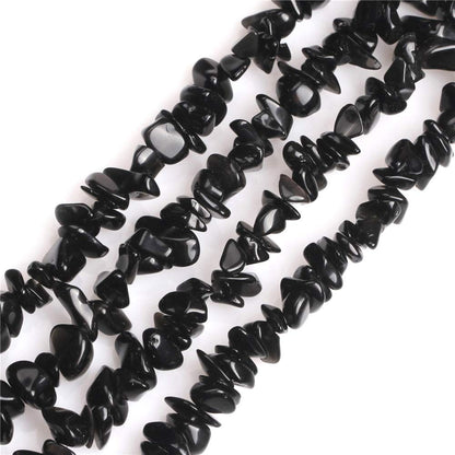 HAAMIIQII 5-8mm Natural Black Agate Chips Beads Irregular Chip Stone Loose Gemstone Beads for Jewelry Making Strand 30 Inch