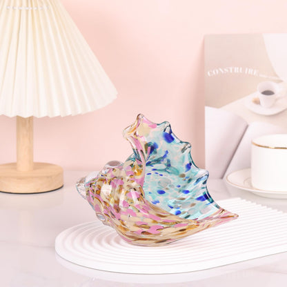 LCCCK Hand Blown Glass Conch Shell Sculpture, Sea Glass Art Figurines, Beachy Room Decor, Pink Conch Shell Decorative Statues, Sea Shell Coastal Decor for Shelf House Room, Beachy Gifts