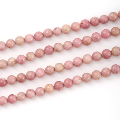 6mm 60pcs DIY Natural Rhodochrosite Stone Beads Round Healing Crystal Gemstone Loose Beads for Jewelry Making Handmade Bracelet Necklace