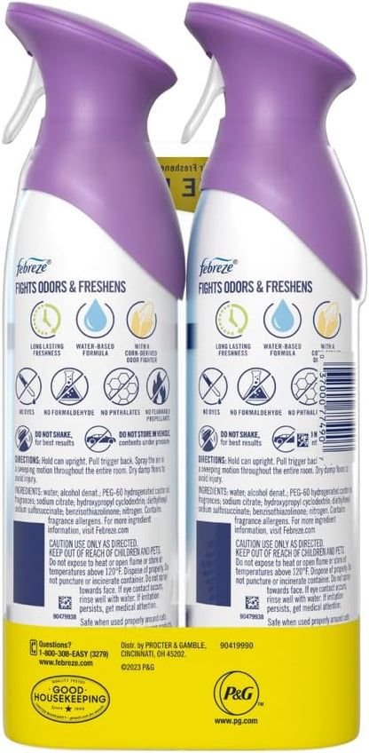 Febreze Air Freshener Spray, Odor-Fighting Room Spray, Mediterranean Lavender Scent, 8.8oz, 2 Count