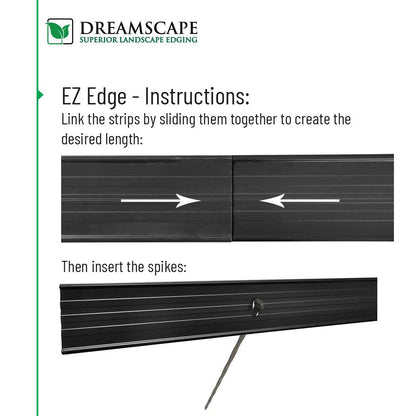 Dreamscape E-Z Edge Aluminum Landscape Edging - 4 Strips, 6ft Each (24ft Total), Black Painted - Professional Quality Landscaping Border, Metal Divider for Lawn, Garden, Flowerbed