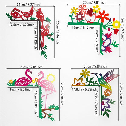 2024 Hand Painted Door Topper, Metal Left Sided Hummingbird Flower Cardinal Flamingo Starfish Leaf Funny Creative Door Frame Topper Corner Silhouette Wall Art Decor for Nature Lovers (Flower)
