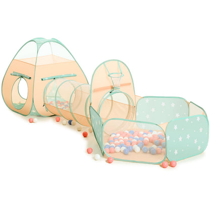 SISTICKER 3 in 1 Kids Play Tent with Baby Ball Pit and Play Tunnel, Toddler Climbing Toys for Boys, Girls, Babies, Indoor Outdoor Pop Up Playhouse Tunnel Toys (Balls NOT Included)