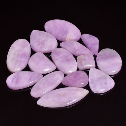 Natural Kunzite Gemstone- Healing Crystals for DIY Jewelry Making -Loose Natural Cabochon -Perfect for Crafting Unique Jewelry Designs Gift for Her, Mother and Wife (5 pcs, 25-35 mm)