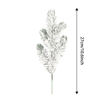 20PCS Frosted Artificial Pine Needles Branches 10.6 Inches Christmas Fake Snowy Pine Picks Twigs Winter Sprays Greenery Stems for Christmas Tree DIY Garlands Wreaths Crafts Home Holiday Decorations