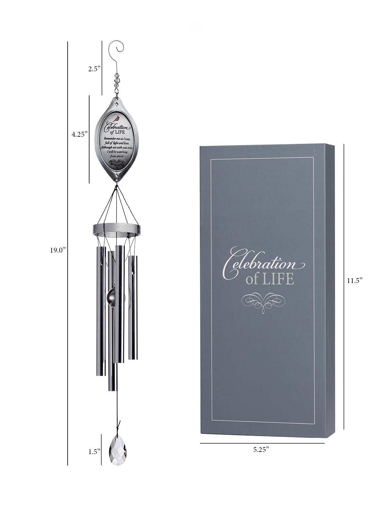 Celebration of Life Memorial Wind Chime/Sympathy Wind Chimes in Loving Memory of Loved One - Ideal Sympathy Gift with Cardinal/Bereavement Gift/Condolence Token That Lasts Longer Than Flowers