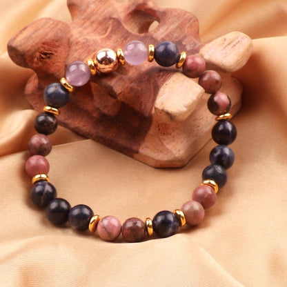 KSQS Healing Stone Bead Bracelet for Women, Natural Gemstones Balance Protection Bracelet, Spiritual Crystal Beads Bracelet Anxiety Relief with Meaning Card(#51)