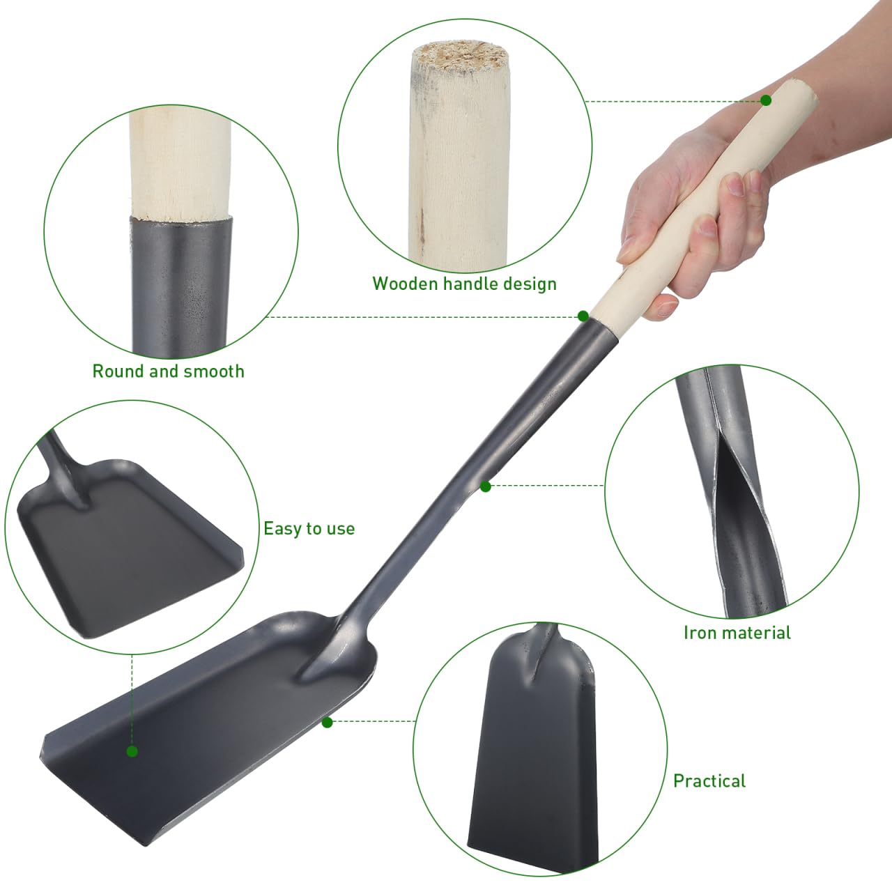 Ash Shovels Fireplace with Long Handle - 24 in Heavy Duty Iron Hot Ash Shovel for Wood Stove Fire Pit Charcoal Grill Pizza Oven Kitchen Camping Gardening Indoor Outdoor