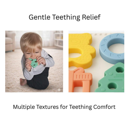 Babylul Baby Teether Puzzle - Silicone Teething Toy & Shape Matching Game for Babies 5-18 Months, 2-in-1 Sensory Montessori Toy, BPA Free, Food-Grade Silicone