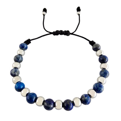Sabeli Handmade Lapis Lazuli Bracelet Crystal Bead Jewelry for Men and Women Spiritual Healing Anxiety Protection Gemstone Natural Stone Gift Adjustable Blue 6mm Beads