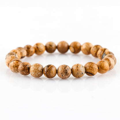 CRYSTALINES Natural Picture Jasper Gemstone Stretchable Bracelet for Men Women | Handmade Stretch Jewelry | Chakra - Healing - Yoga - Spiritual | Birthstone | Unisex | Healing Bracelet