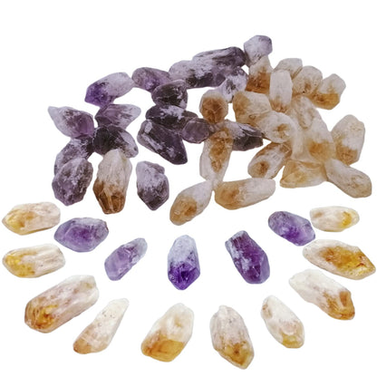 XMHOME Amethyst and Citrine Raw Crystal Irregular Natural Real Rough Stone Small Gemstone 30-36 Pcs for Crystal Healing Decor Fountain Rock Wicca Tumbling Rolling Collection