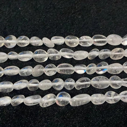 jodaying 6-8mm Natural Clear Quartz Crystal Nuggets Oval Free Tumbled Pebble Semi Precious Gemstone Loose Stone Beads Approx 15.5 inch for DIY Jewelry Making