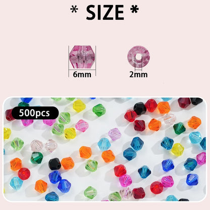 500PCS 6mm Bicone Crystal Beads Acrylic Faceted Spacer Loose Craft Beads Bulk for Jewelry Making DIY Friendship Bracelets Necklace Earring (Dark Red)