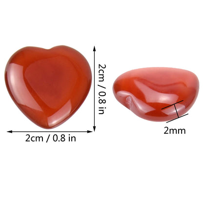 Marrywindix 15 Packs 0.8 Inch Healing Crystal Natural Red Agate Heart Love Carved Palm Worry Stone Chakra Reiki Balancing