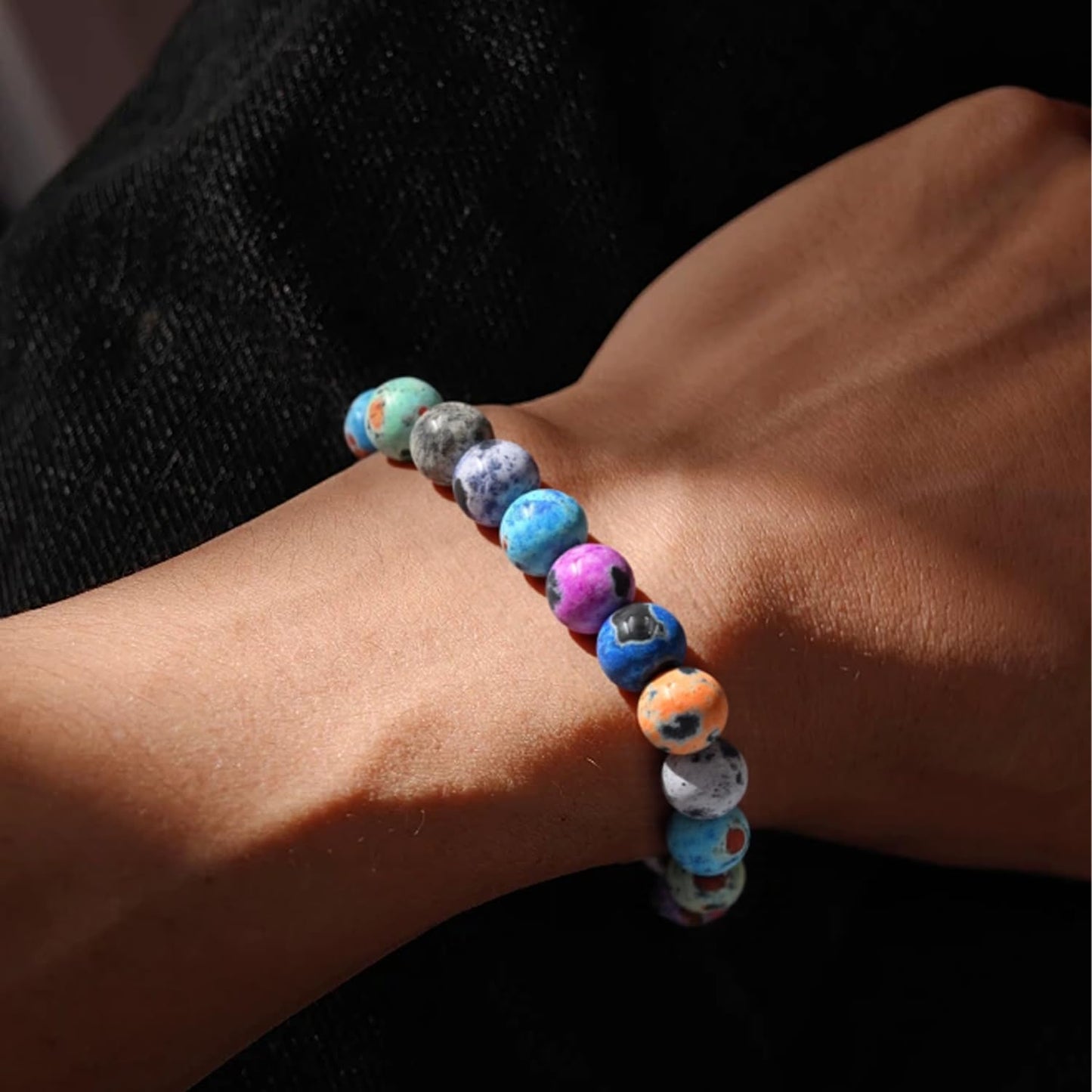 PZTIIY Natural Energy Healing Stone Charm Bracelet 10mm Natural Energy Healing Lava Rock Bracelet - Unisex (Large)