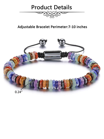 Jovivi Chakra Bracelets for Women Adjustable 7 Chakra Healing Crystals Beaded Bracelet Natural Stone Beads Bracelet for Men Women Anxiety Relief