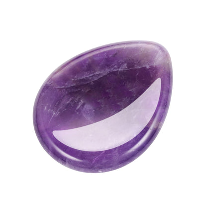 CrystalTears Amethyst Thumb Worry Stone Chakra Healing Crystal Pocket Palm Stone w/Gift Box