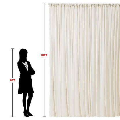 10x10ft Wrinkle Free Ivory Backdrop Curtain for Parties Soft Fabric Drapes Wedding Ivory Curtain Backdrop for Birthday Party Decorations Background for Photography 5x10ft,2 Panels