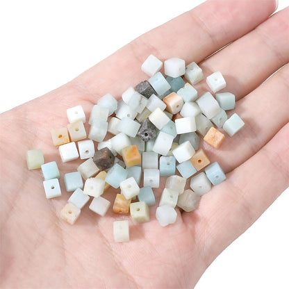 BEADIA Natural Amazonite Square Stone Beads 4x4mm 85pcs Cube Loose Semi Gemstone Beads for Jewelry Making Design