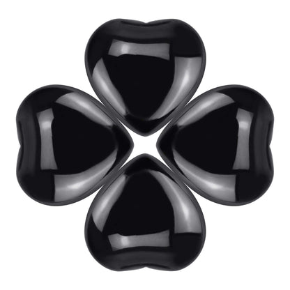 Marrywindix 15 Packs 0.8 Inch Healing Crystal Natural Black Obsidian Heart Love Carved Palm Worry Stone Chakra Reiki Balancing