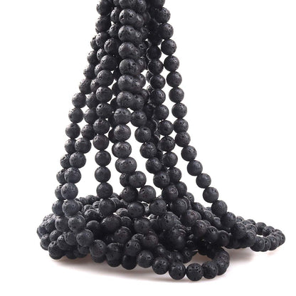 ICAI Beads 10mm Natural Volcanic Gemstone Round Loose Stone Beads for Jewelry Making DIY Crafts Design 1 Strand 15" APPR.34-36pcs