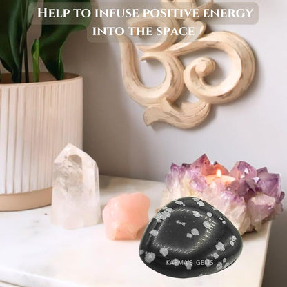 Karma Gems Snowflake Obisidian Tumbled Stones Natural Crystal Kit for Reiki Healing Crystal Polished, Tumble Stones, Chakra Balancing, Reiki Gift, Home Decor (15-25 MM)