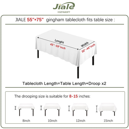JIALE Spring Gingham Tablecloth Rectangle Cotton Linen Fabric Checkered Table Cloth with Tassel Washable Wrinkle Free Buffalo Plaid Table Cover for Outdoor Party Picnic Kitchen Dining, Green, 55x75
