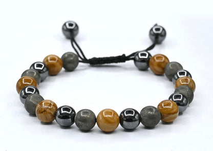 Amazing Gemstone New Beginnings Manifestation Bracelet - Yellow Jasper Pyrite Hematite Bracelet Set for Men Women Healing Calming Anxiety Stress Relief Gifts Pulseras Para Hombres Mujer (Adjustable)