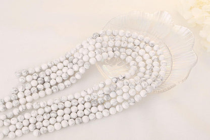 QINJIEJIE 100PCS Howlite Beads 8mm Natural Beads Round Loose Gemstone Bead for Bracelet Beading Crystal Jewelry Making DIY Necklace Earrings 0.32"