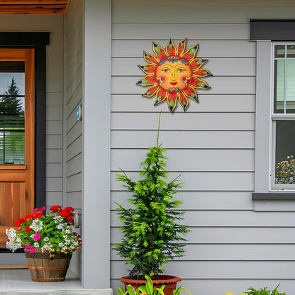 Daogtc Metal Sun Flower Wall Decor,13inches Sun Wall Art Hanging Decoration for Indoor and Outdoor, Garden Farmhouse Yard Patio Fence Living Room Bedroom Decor