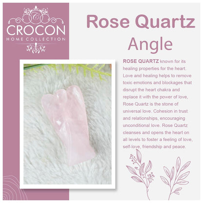 Crocon Rose Quartz Gemstone Guardian Angel Healing Figurine, Hand Carved Pocket Angel - Crystals for Positive Energy, Handmade Mini Statue for Love, Peace & Healing, Natural Gemstone Healing Figurine
