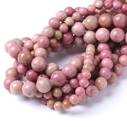 90PCS 4MM Rhodonite Beads Natural Gemstone Round Stone Beads for Jewelry Making DIY Energy Stone Healing Power Bracelet 15"
