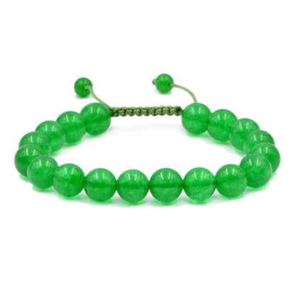 AD Beads Natural 10mm Gemstone Bracelets Healing Power Crystal Macrame Adjustable 7-9 Inch (Green Jade)