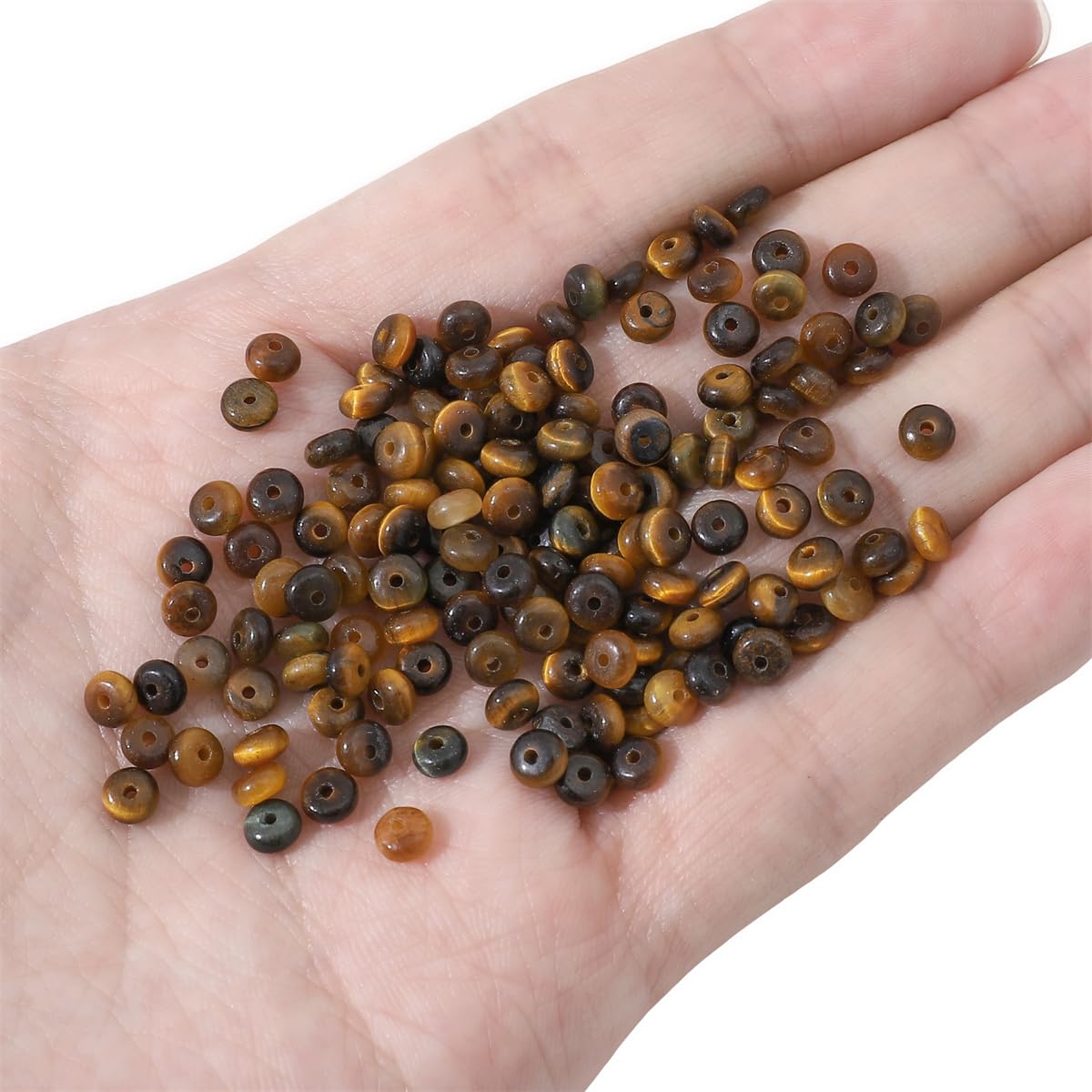 BEADIA Natural Yellow Tiger Eye Disk Stone Beads 4x2mm 160pcs Rondelle Loose Semi Gemstone Beads for Jewelry Making Design