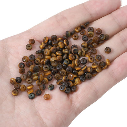BEADIA Natural Yellow Tiger Eye Disk Stone Beads 4x2mm 160pcs Rondelle Loose Semi Gemstone Beads for Jewelry Making Design