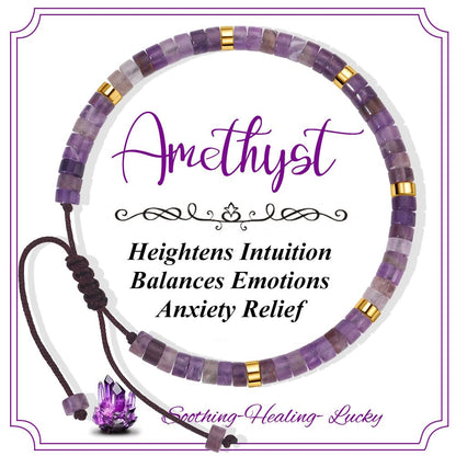 CASDAN Natural Crystal Healing Beaded Bracelet for Women Natural Stone Adjustable Braided Rope Bracelets Spiritual Inspirational Gifts Bracelets