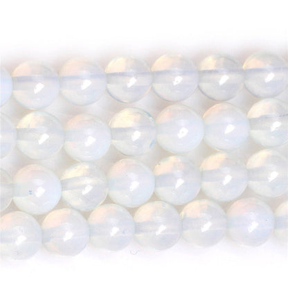 8mm White Opalite Beads Round Gemstone Loose Beads for Jewelry Making (45-48pcs/strand)