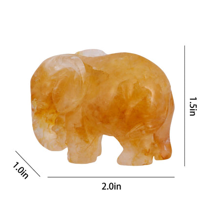 SMQ Citrine Crystal Elephant Figurine Gifts for Women,2'' Yellow Healing Stone Statue,Carved Lucky Animal Figurine for Desk Decor,Office Decor,Home Ornament