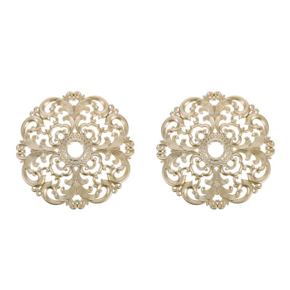 LUOZZY 2pcs European Style Ceiling Material Round Base Decorative Ceiling Light Decoration European Style Plastic Hollow Ornaments for Lighting Home Supply - Champagne Gold