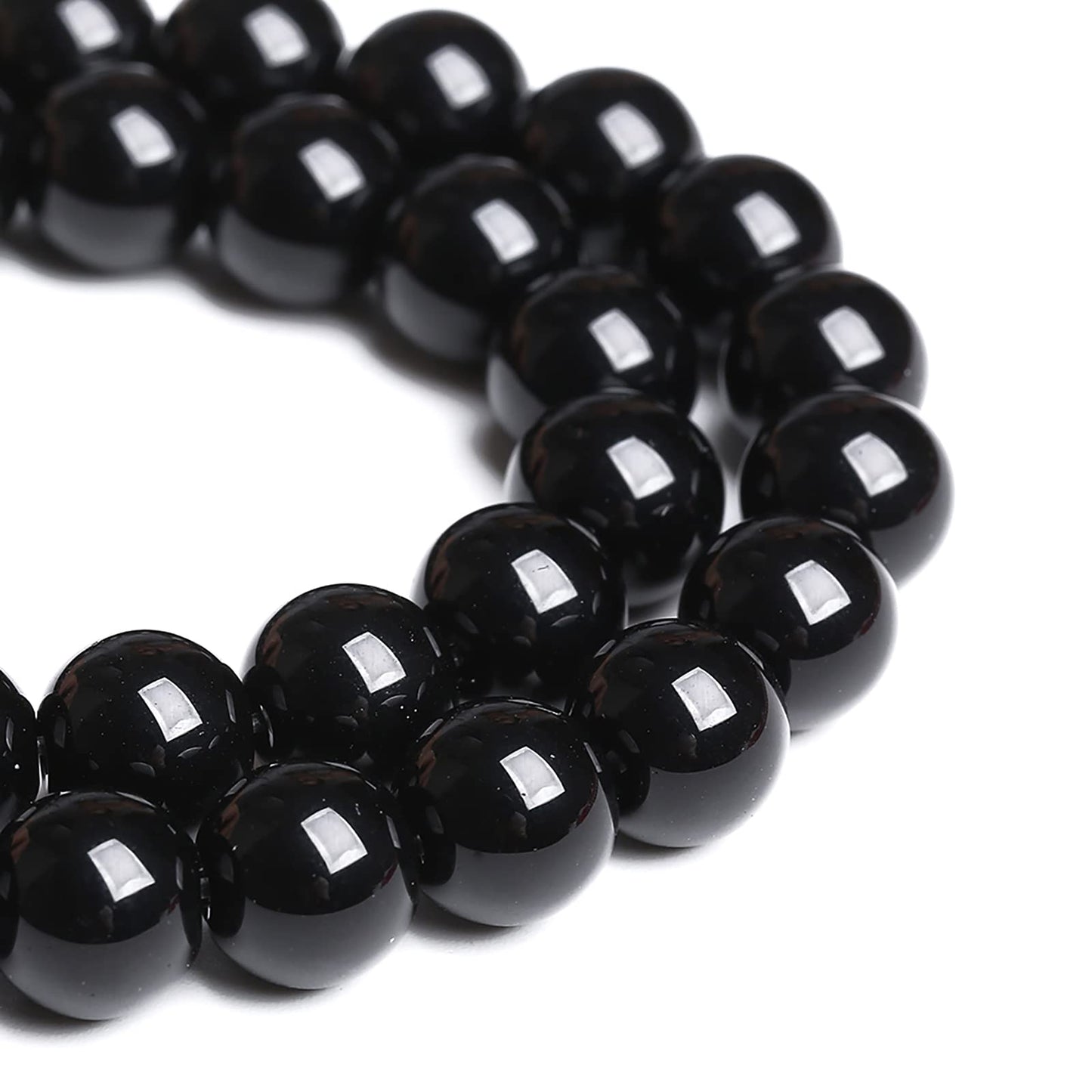 8mm 45PCS Natural Black Onyx Agate Round Loose Spacer Beads for Jewelry Making DIY Craft Bracelet 1 Strand 15"