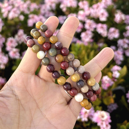 Adabele Real Natural Mookaite Jasper Gemstone Beaded Bracelet 7 inch Stretch Chakra Healing Crystal Stone Jewelry Women Mom Gift (Unisex) GB8-4