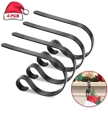 Christmas Stocking Holders for Mantle Set 4, Scratch-Free Christmas Stocking Holders for Fireplace Mantle,Multi-uses Stocking Hooks for Mantle,Mantel Stocking Holders Clip for Xmas Party Decorations