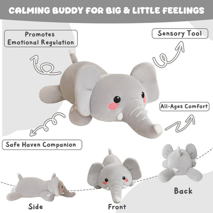 TOYSYM Weighted Stuffed Animals, 3.74 lbs Elephant Stuffed Animal with Weighted Beads, Cute Plush Toy Pillow Gifts for Adults Kids Boys Girls