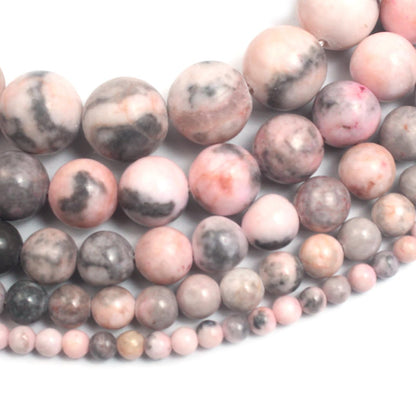 Cynbpm Natural Stone Beads for Jewelry Making Bracelet Adults Crafts Gemstones Necklace Supplies Embroidery Pink Zebra Loose Beads 6mm